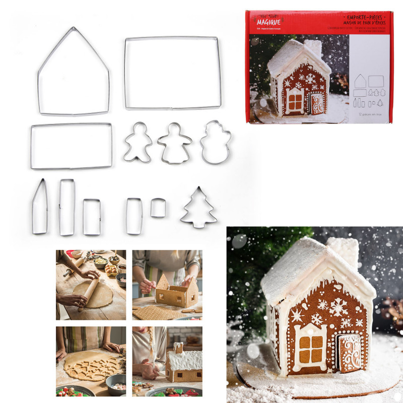Set d'emporte-pièce en forme de maison de pain d'épice