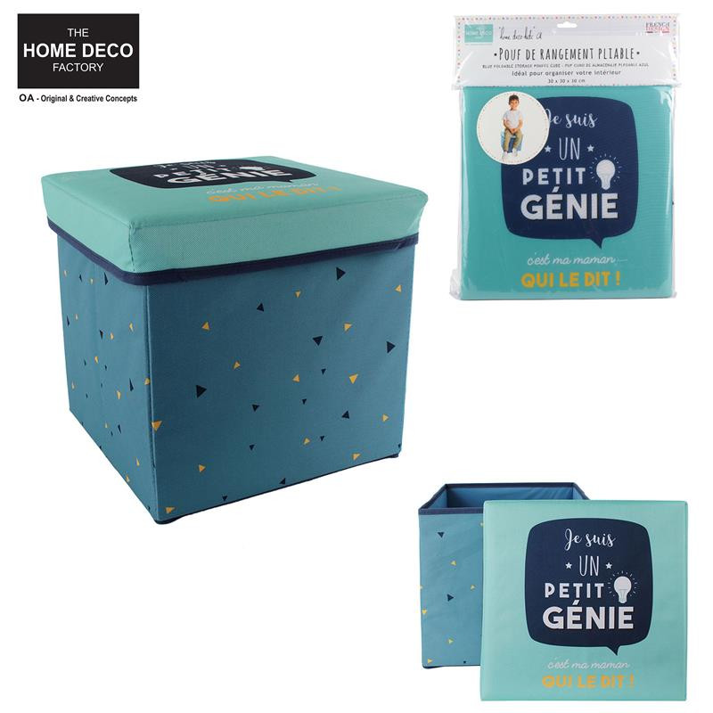 Cube de rangement pliable bleu 30x30x30cm