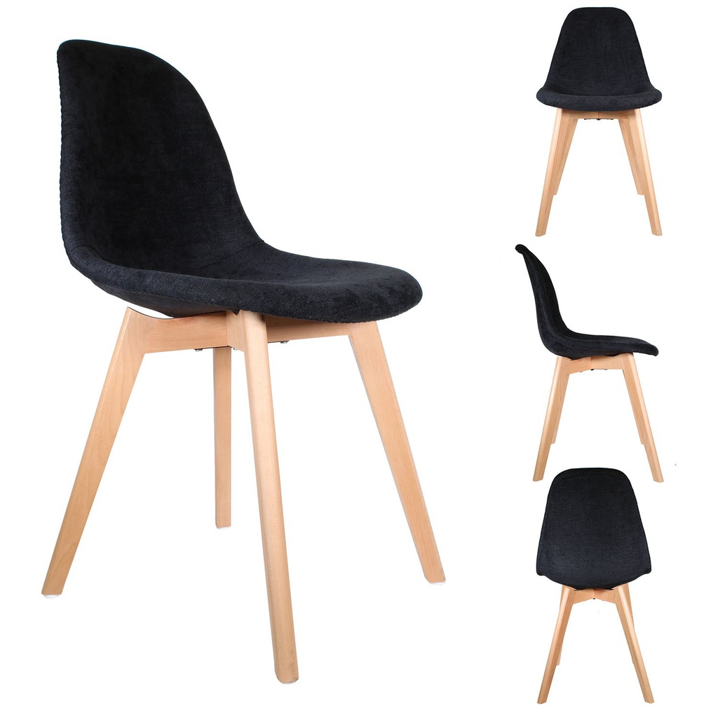 CHAISE SCANDINAVE EN TISSU NOIR