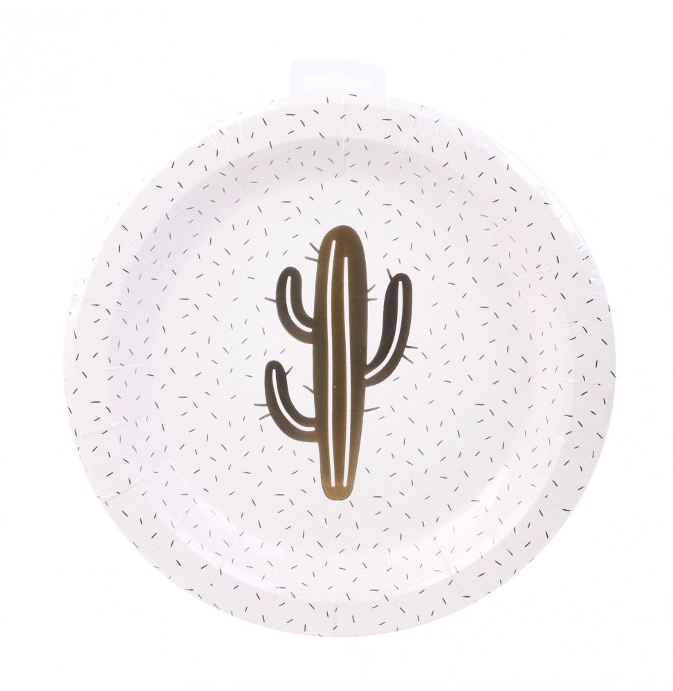 Lot de 8 assiettes - D 22.5 cm - Cactus