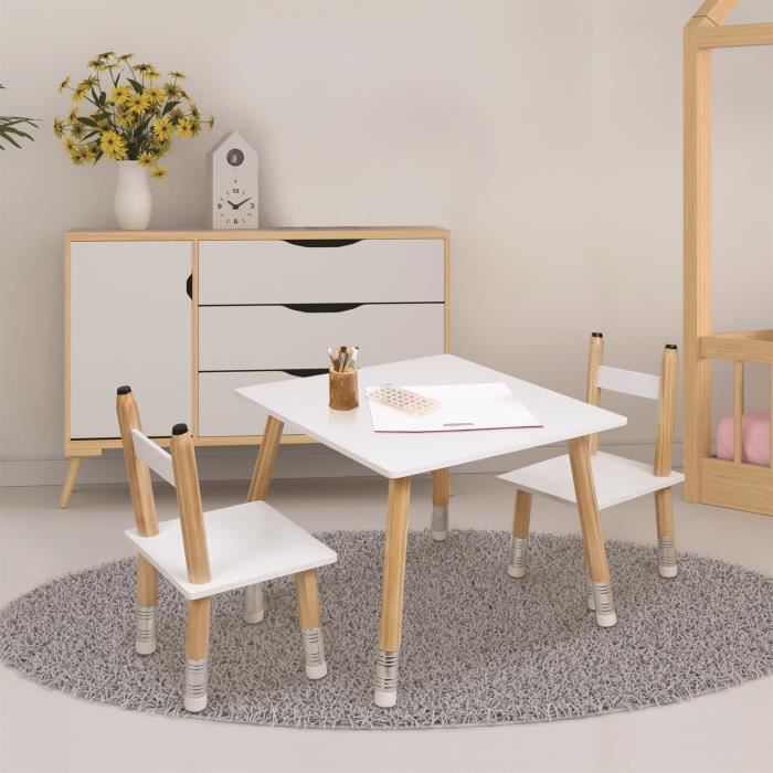 TABLE ET 2 CHAISES CRAYON