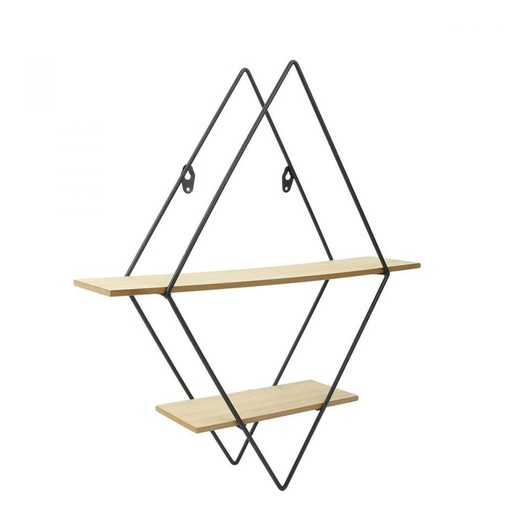 ETAGERE HEXAGONALE  EN BOIS ET METAL 46x40x10 CM