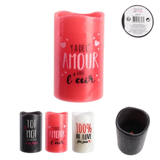 BOUGIE LED ST VALENTIN 12.5X7.5CM A3/M12
