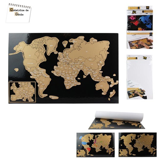 SOUS-MAIN CARTE DU MONDE À GRATTER