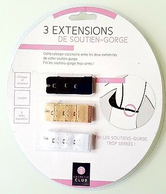 lot de 3 extensions de soutien-gorge rallonge crochet extensible Cosmetic Club