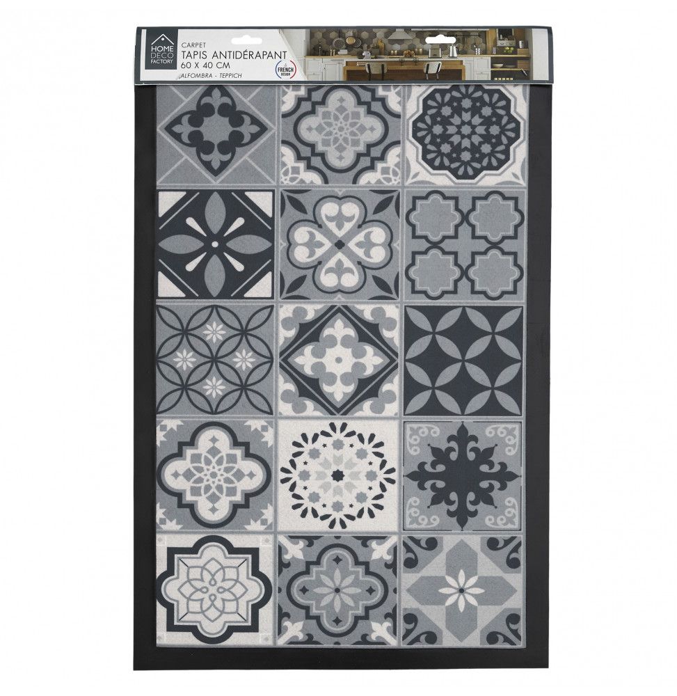 PARIS PRIX Tapis Déco à Motifs Carreaux Ciment 40x60cm Gris