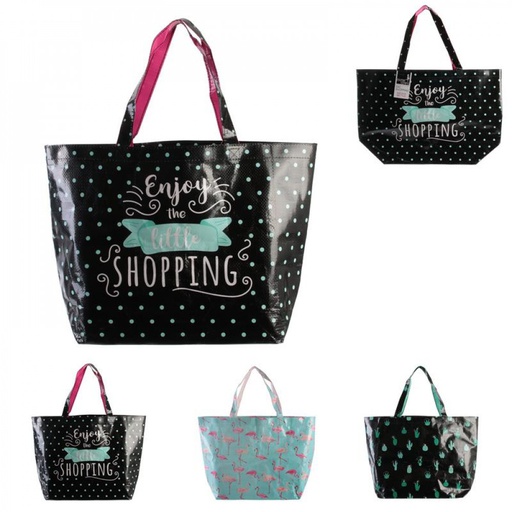 SAC SHOPPING CACTUS FLAMANT 35X15X50CM