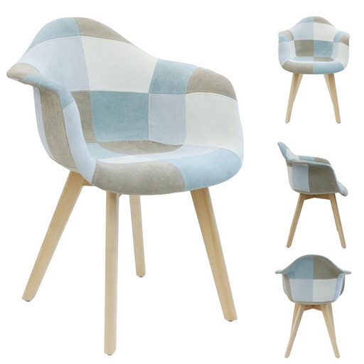 FAUTEUIL PATCHWORK BLEU CLAIR