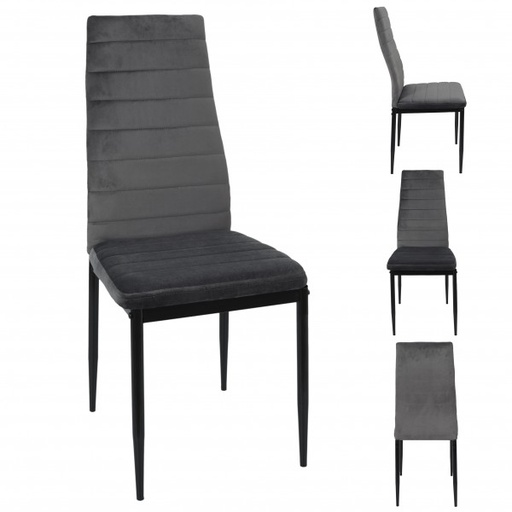 CHAISE VICTOR VELOURS GRIS